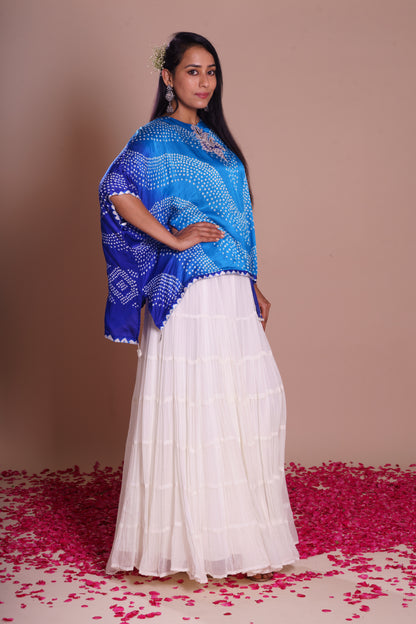 Bijal Blue Bandhani Kaftan Set