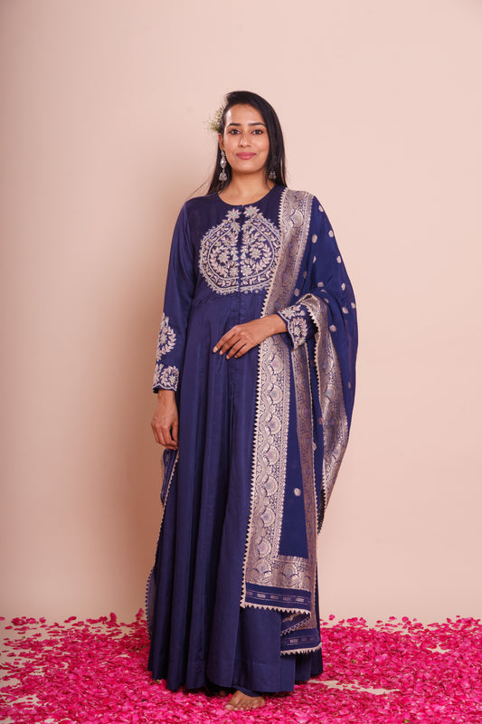 Araadhya Indigo Blue Long Kalidar Set