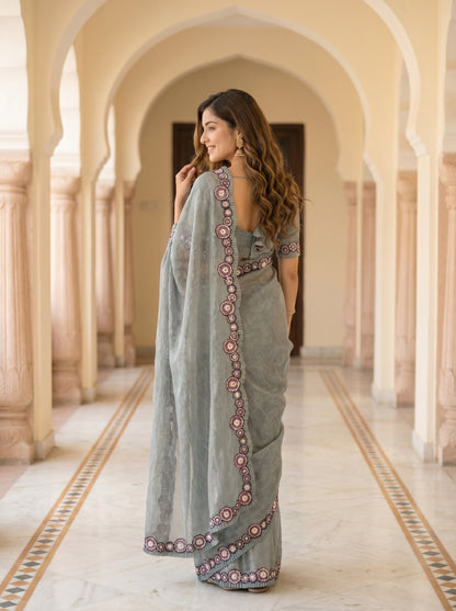 Blush Petal Tissue Sari