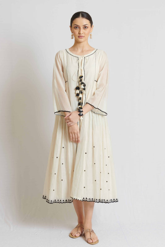 Hand Crafted Ivory Jacket with Black Detail