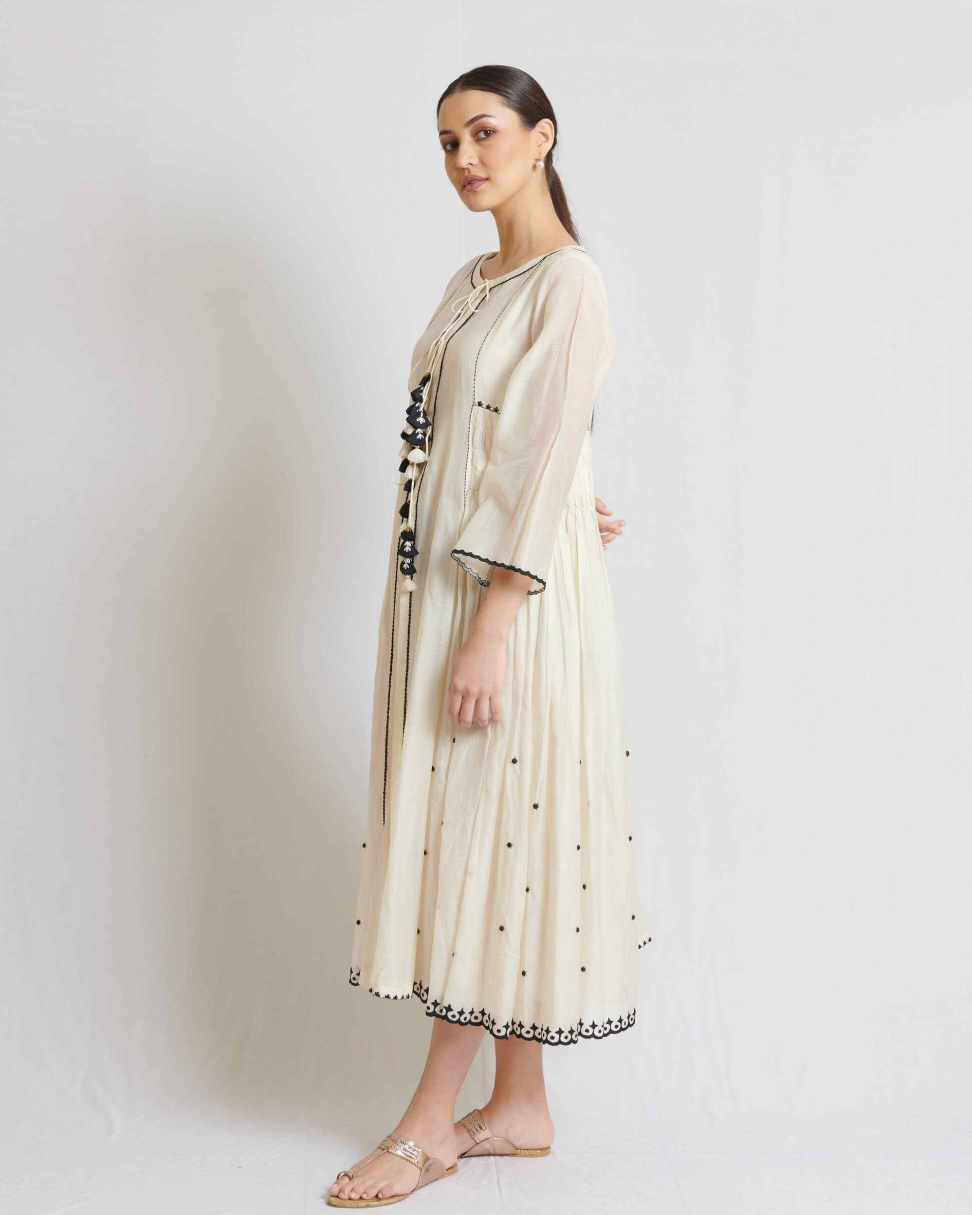 Hand crafted ivory Jacket with black detail