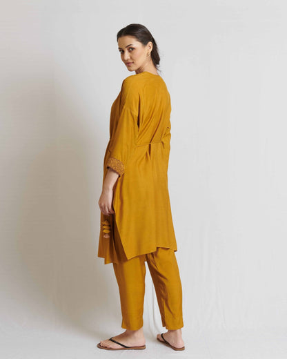 Mustard yellow spun silk co-ord set