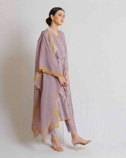 Lavender Chanderi Kurta Set