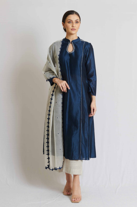 Indigo Blue Chanderi Kurta Set