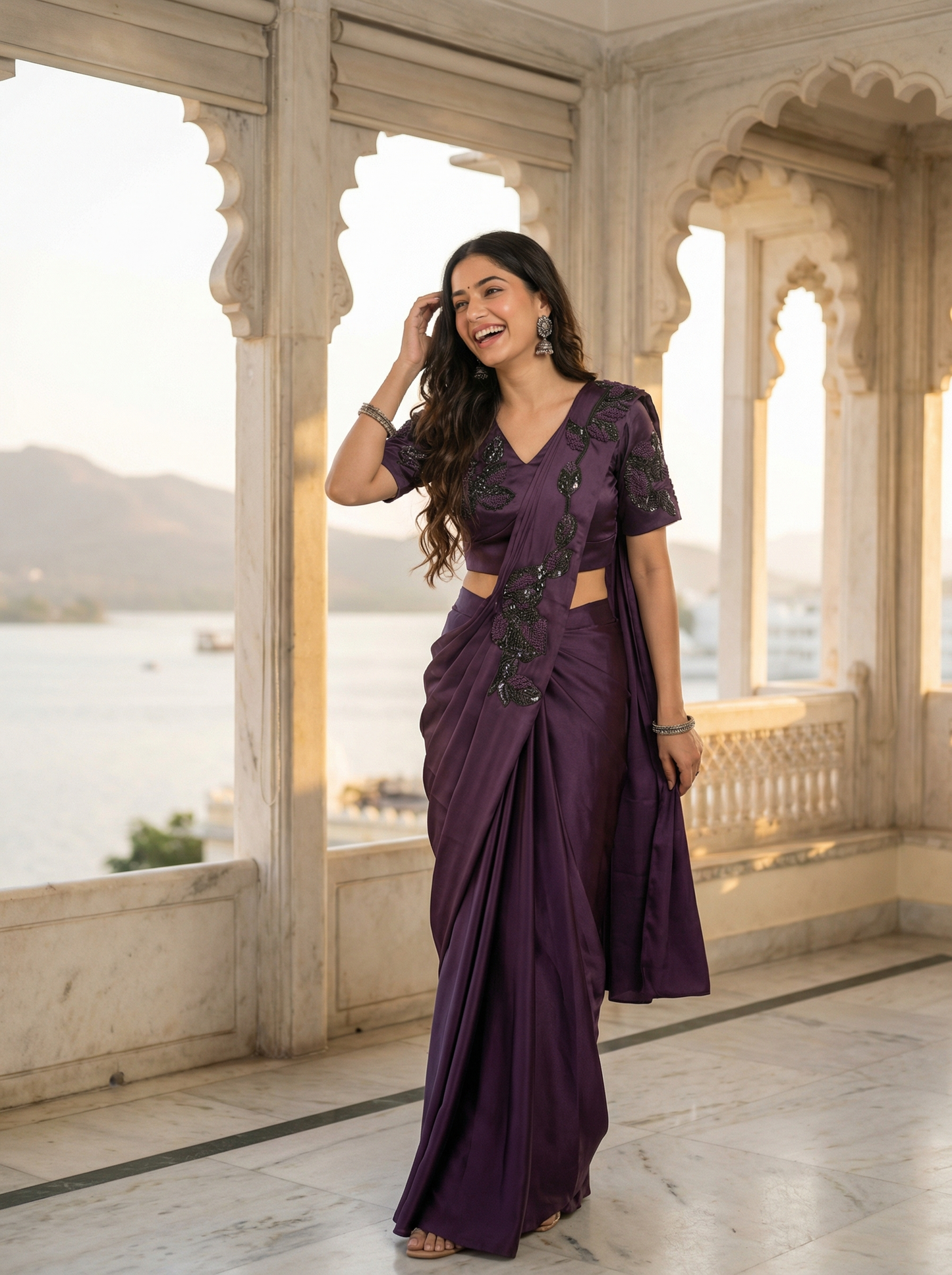 Gagan Drape Sari Set