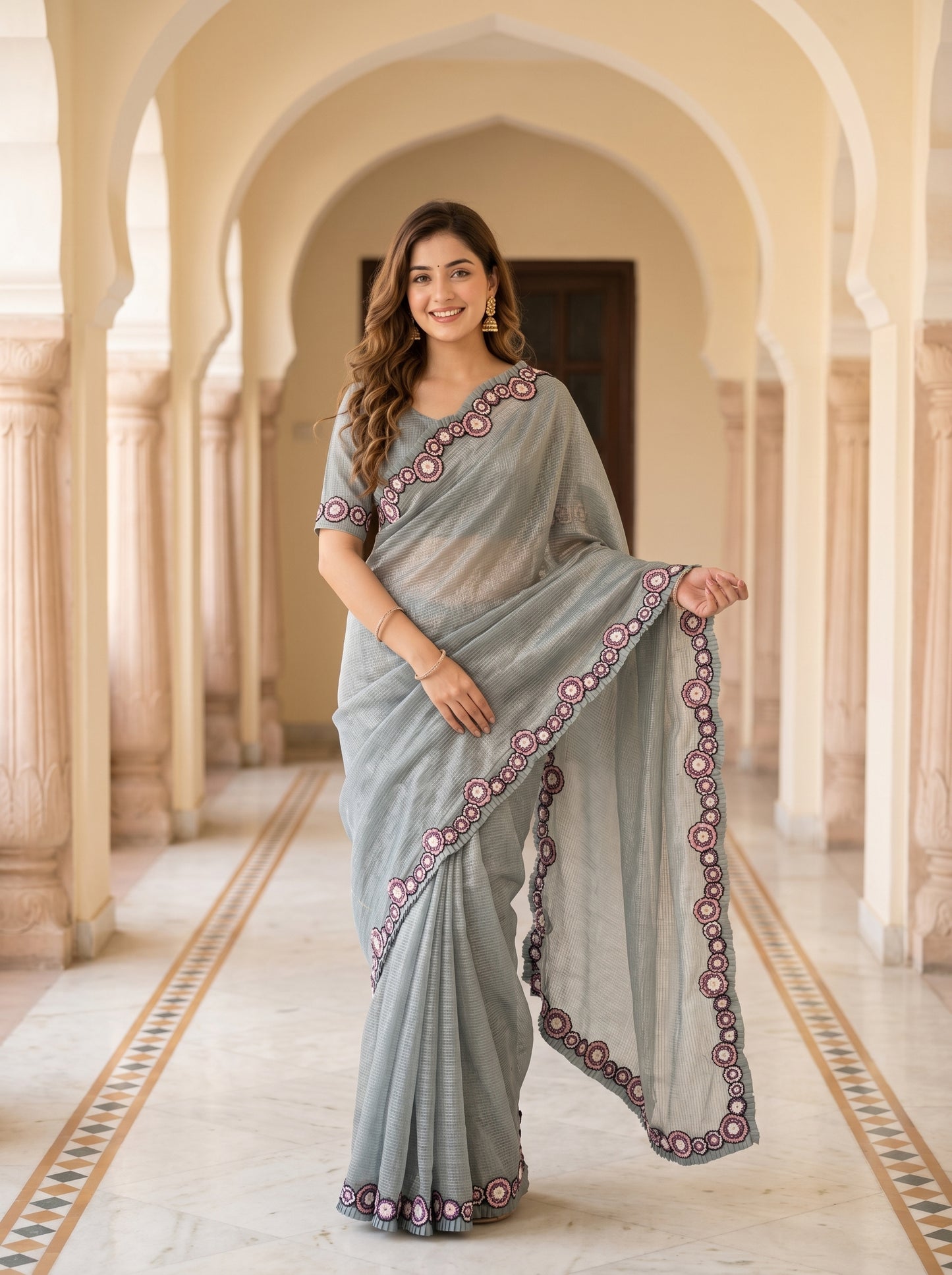 Blush Petal Tissue Sari