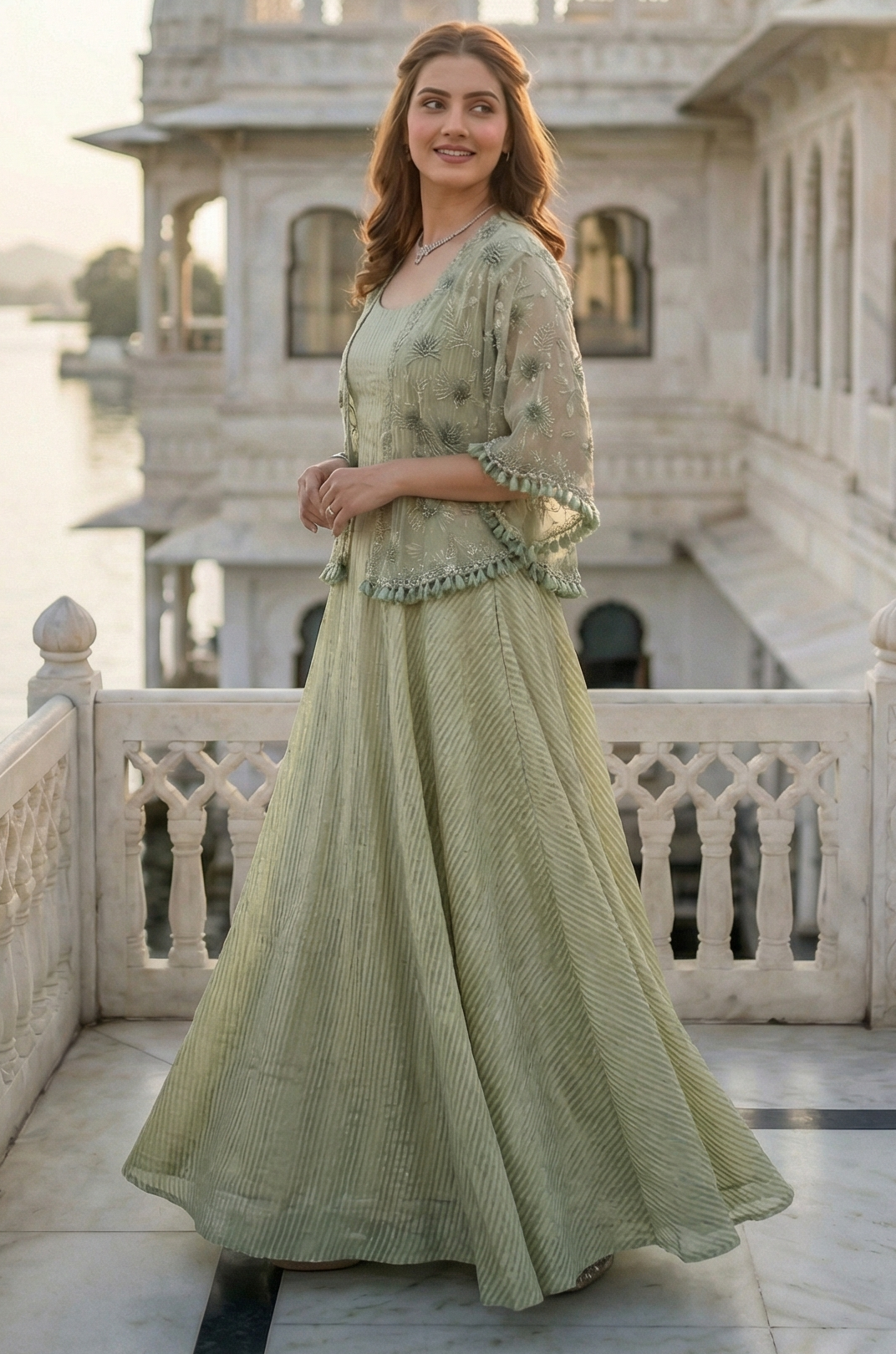 Vanya Mint Cape Set