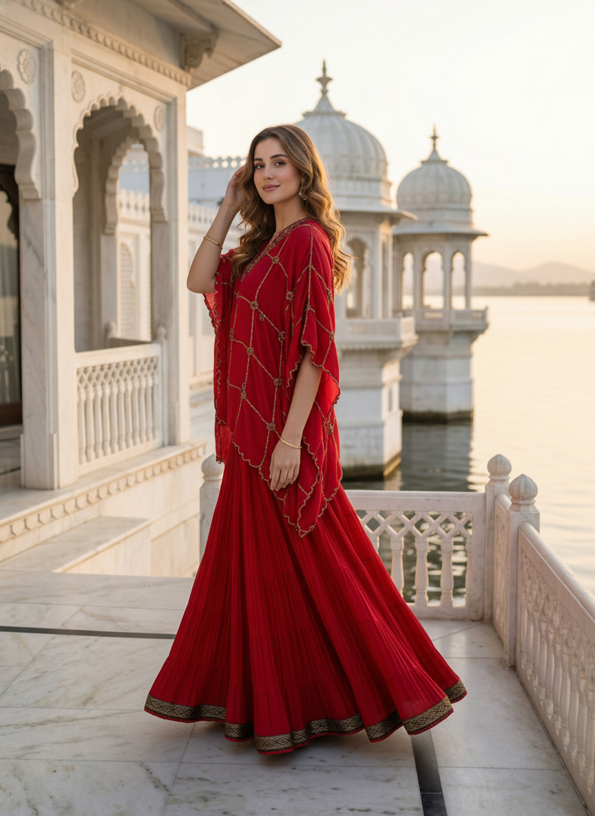 Roop red Kaftan Set