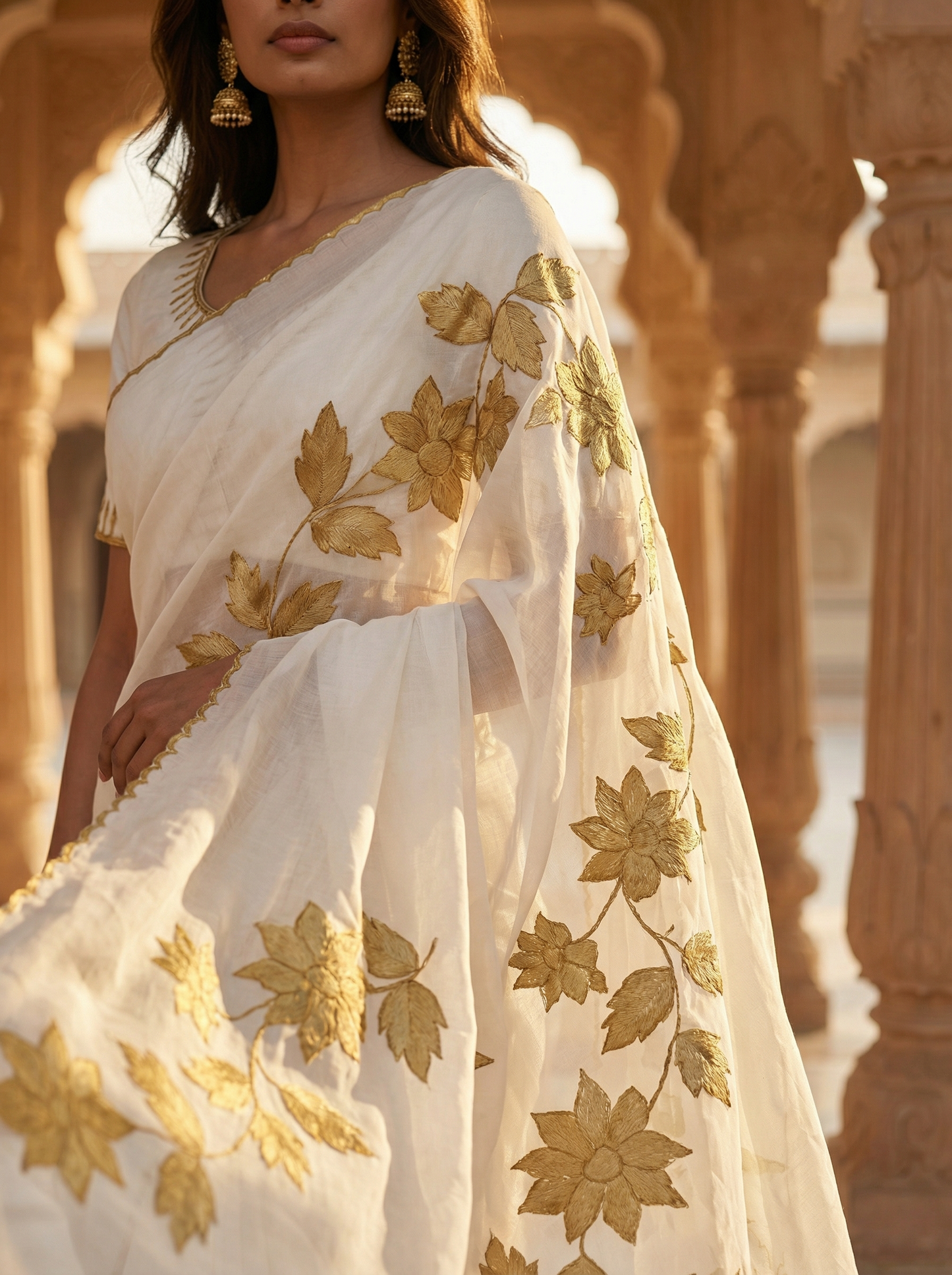 Gulshan Appliqué Chanderi Sari
