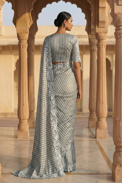 Aafru Cutwork Tissue Sari