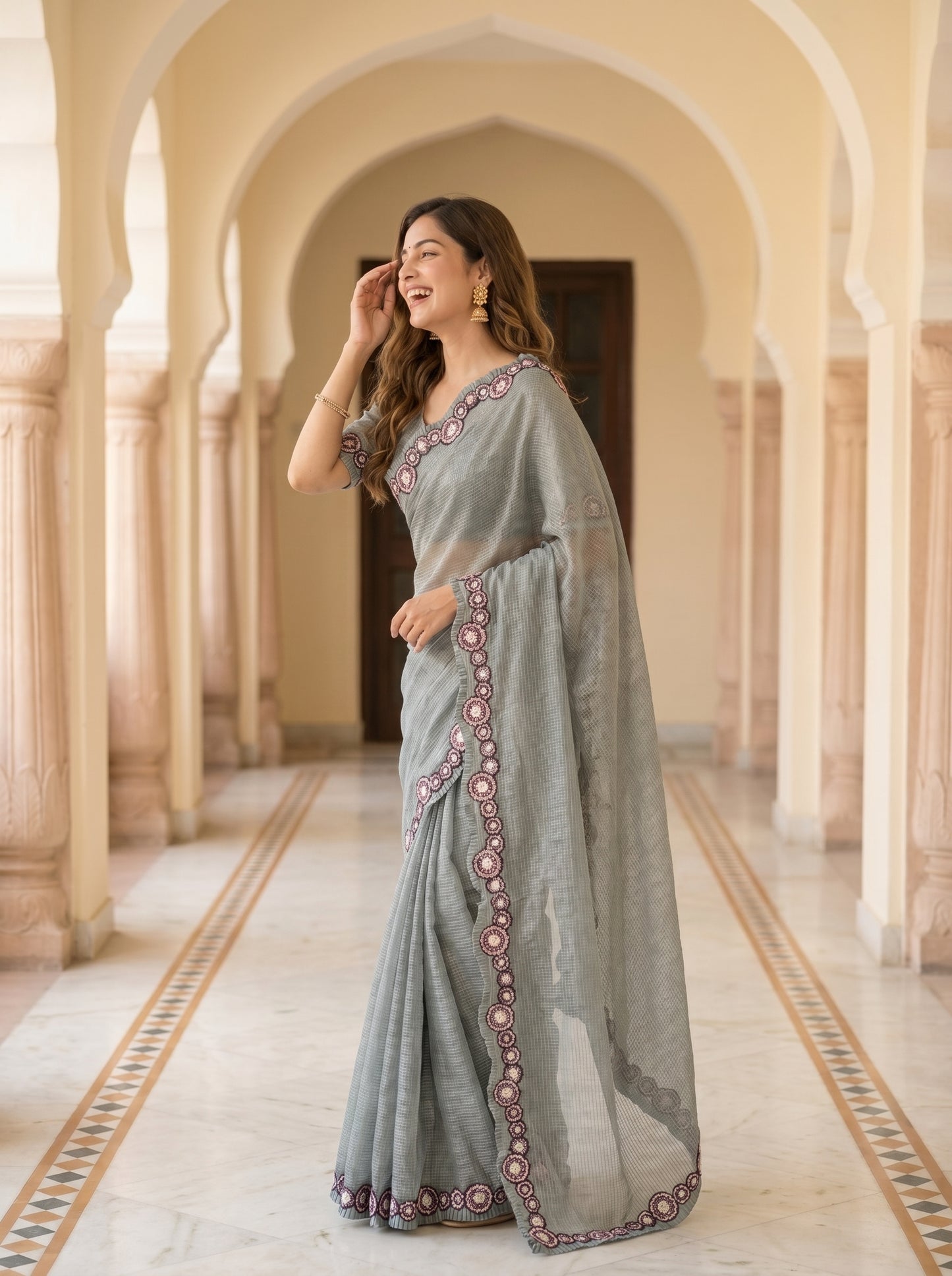 Blush Petal Tissue Sari
