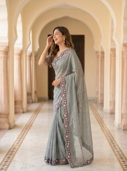 Blush Petal Tissue Sari