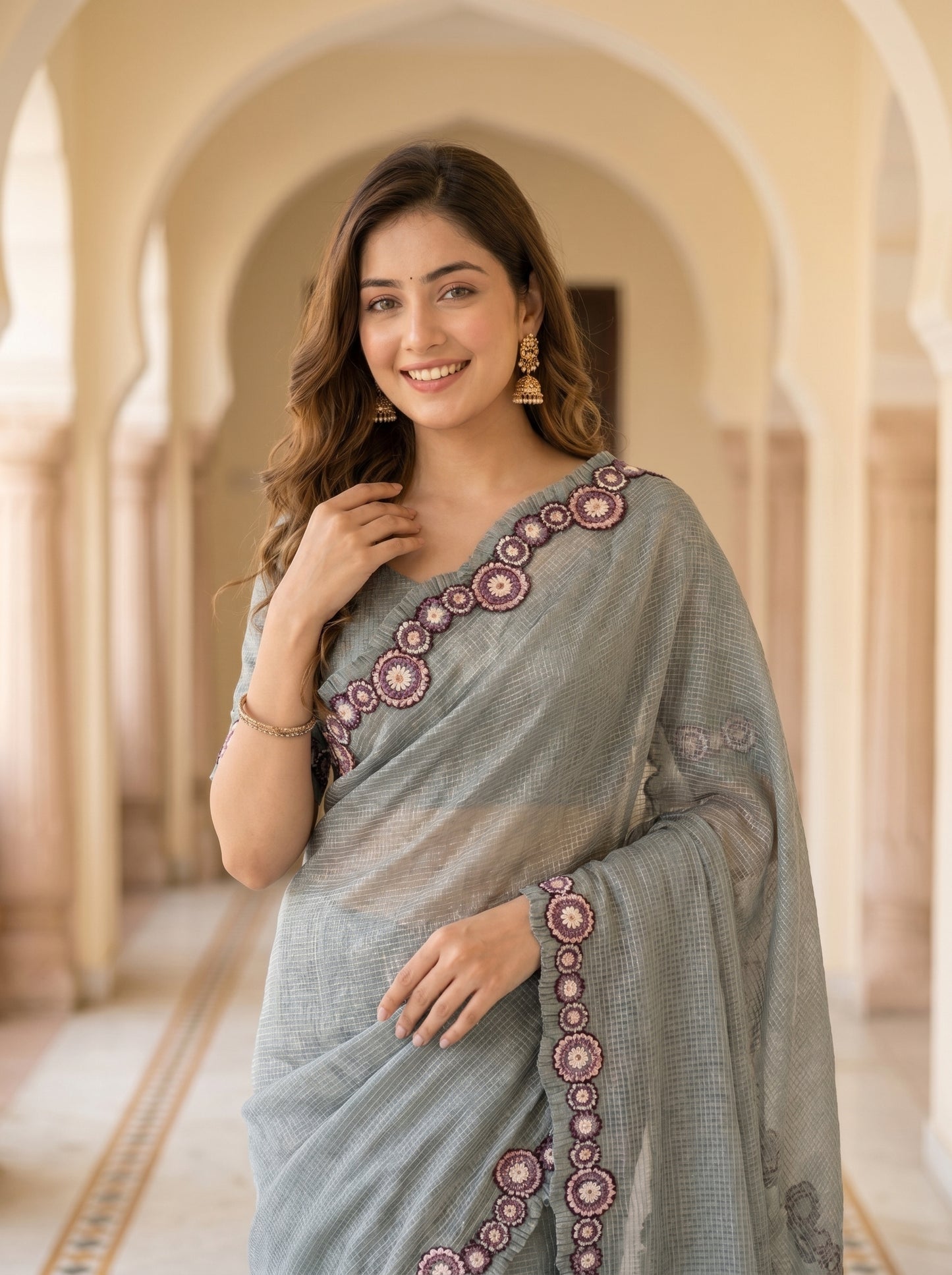 Blush Petal Tissue Sari