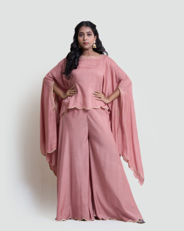 Vintage pink spun cape with flare pant