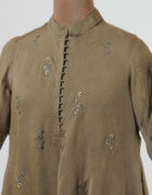 Asymmetric hemline tunic with thread and silver metal sequins embroidery details