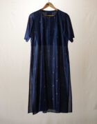 Indigo blue chanderi kurta with hand crafted potlis and scallops applique and cutwork detail